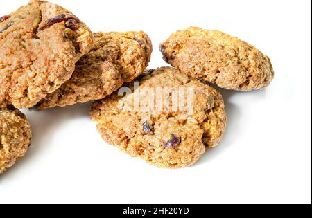 Cranberry oatmeal cookies on white background Stock Photo