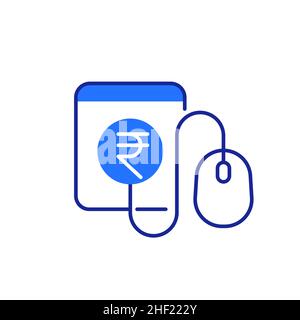 pay per click icon with mouse and indian rupee Stock Vector