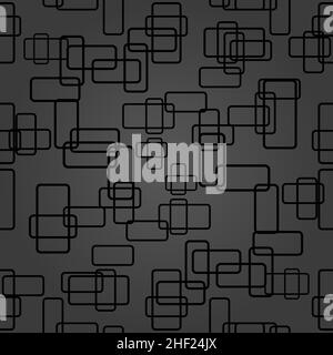 Seamless vector background with random black rectangles. Abstract ornament. Dotted abstract pattern Stock Vector