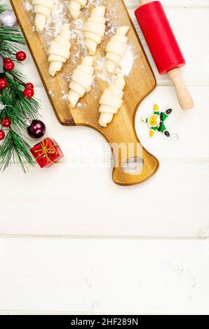 Christmas homemade cakes, croissants Studio Photo Stock Photo