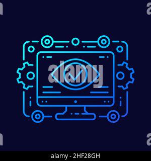 Monitoring, data analysis linear vector art Stock Vector