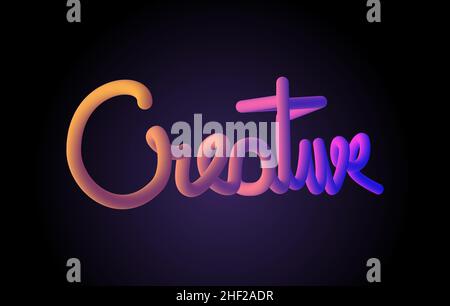 Handwritten Creative word with vibrant colourful 3D effect. Creative vector illustration with rainbow sponge and 3D shape. Stock Vector