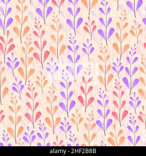 Elegant trendy seamless vector floral ditsy pattern design of exotic water color leaves. Trendy foliage repeating texture background for textile Stock Vector