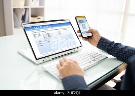 Online Bank Ecommerce Money Transfer 2 Factor App Stock Photo