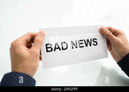 Bad News Letter Envelope. Receiving Mail. Business Problems Stock Photo