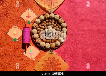 Multicolour Sweet Rice Colorful puffed rice sweets. Background of rainbow drops cand isolated ...