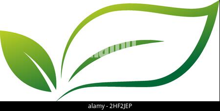 Green leaf, natural leaf icon logo design template vector Stock Vector