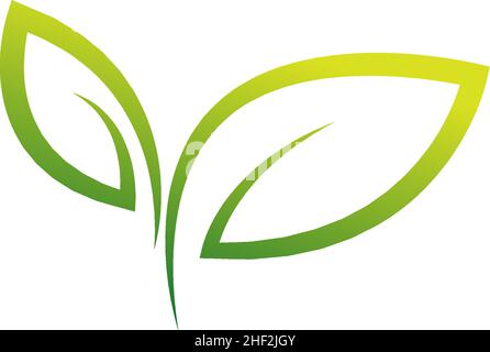 Green leaf, natural leaf icon logo design template vector Stock Vector