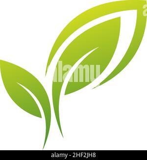 Green leaf, natural leaf icon logo design template vector Stock Vector