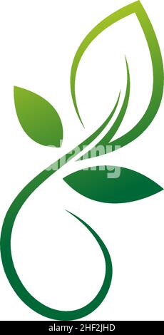 Green leaf, natural leaf icon logo design template vector Stock Vector