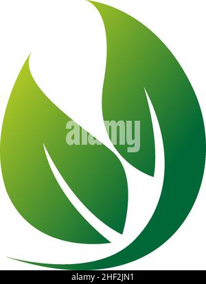Green leaf, natural leaf icon logo design template vector Stock Vector