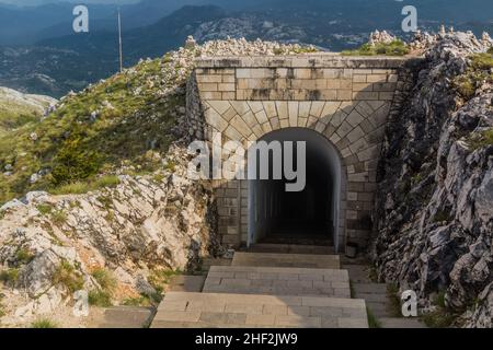 Tunnel leading to Njegos mausoleum in Lovcen national park, Montenegro Stock Photo