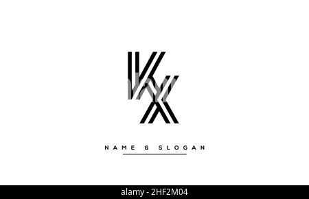 Modern abstract letter KX, XK logo design. Minimal KX, XK initial based icon. Initial XK vector Stock Vector
