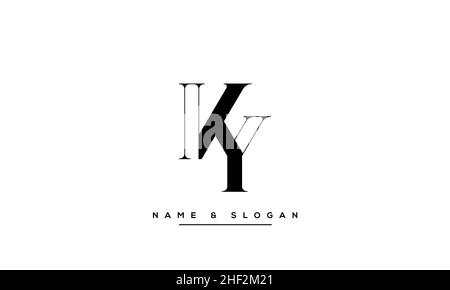 Modern abstract letter KY, YK logo design. Minimal KY, YK initial based icon. Initial KY vector Stock Vector