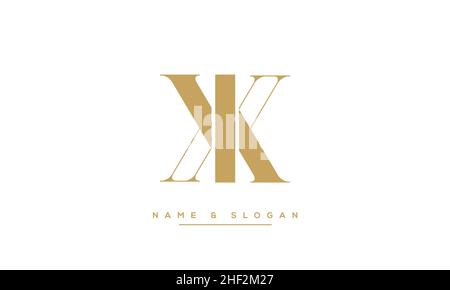 Modern abstract letter KX, XK logo design. Minimal KX, XK initial based icon. Initial XK vector Stock Vector