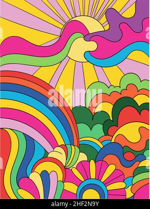 Concept of psychedelic landcsape Stock Vector