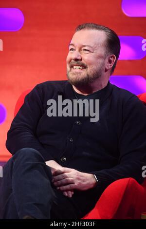EDITORIAL USE ONLY Ricky Gervais during the filming for the Graham