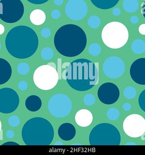 Abstract Geometric Circle Pattern. Green, blue and turquoise seamless background. Stock Vector