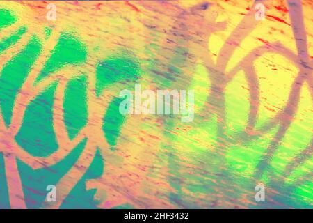 Light from the window on the marble floor inside the building. A Game of shadows and color from the falling rays of the sun on a stone surface Stock Photo