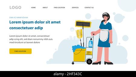Searching for cleaning personal,template for website, landingpage.Vector flat Stock Vector