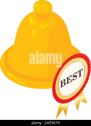 Golden bell icon isometric vector. School lesson bell icon and best sign. Symbol of first and last lesson Stock Vector