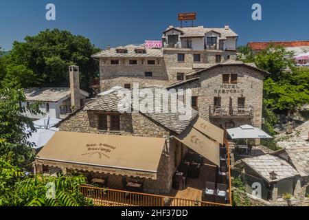 MOSTAR, BOSNIA AND HERZEGOVINA - JUNE 10, 2019: Old stone building in Mostar. Bosnia and Herzegovina Stock Photo