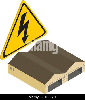 Building electrification icon isometric vector. High voltage sign and ...