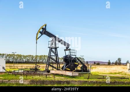 Production of mineral oil on the german island Usedom Stock Photo