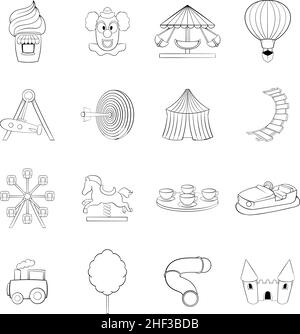 Rides icons set, outline style Stock Vector Image & Art - Alamy