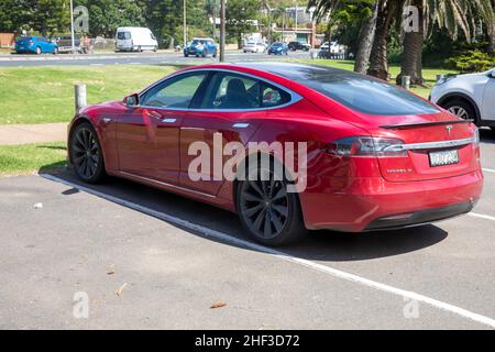 2016 model Tesla Model S P85D parked in Sydney at a car park,NSW,Australia Stock Photo