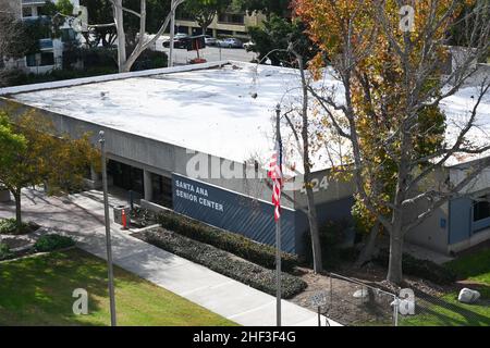 SANTA ANA, CALIFORNIA - 12 JAN 2022: The Santa Ana Senior Center provides services, programs, and activities for seniors that encourage independence. Stock Photo