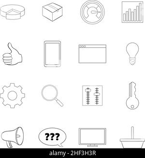 Marketing set icons in outline style isolated on white background Stock Vector