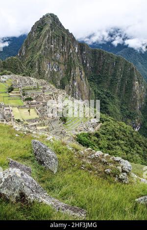 miracle of hidden city Machu Picchu in Peru Stock Photo