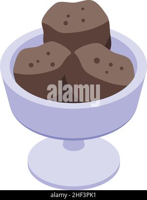 Sundae icon isometric vector. Cream scoop. Cup dessert Stock Vector