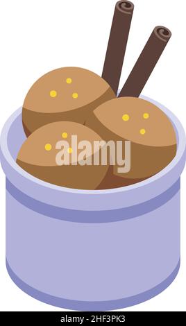 Gelato icon isometric vector. Cream sundae. Scoop bowl Stock Vector