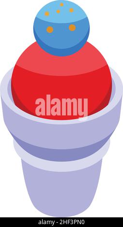 Sundae dessert icon isometric vector. Cream bowl. Waffle cup Stock Vector