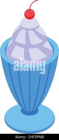 Vanilla sundae icon isometric vector. Cream scoop. Ice frozen Stock Vector