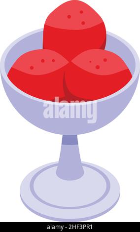 Red ball dessert icon isometric vector. Ice frozen. Cream scoop Stock Vector
