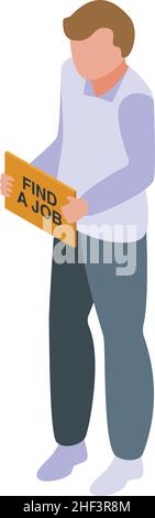 Man find a job icon isometric vector. Search work. Seek Stock Vector