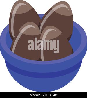 Pot chocolate egg icon isometric vector. Easter surprise. Candy milk Stock Vector