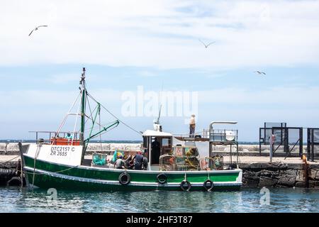 Cape Town, South Africa. 13th Jan, 2022. A fishing boat is berthed at the Kalk Bay harbour in Cape Town, South Africa, on Jan. 13, 2022. Credit: Lyu Tianran/Xinhua/Alamy Live News Stock Photo