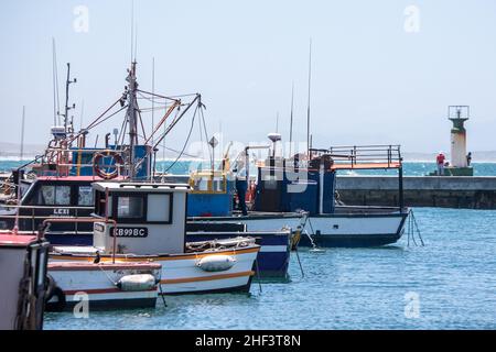 Cape Town, South Africa. 13th Jan, 2022. Boats are berthed at the Kalk Bay harbour in Cape Town, South Africa, on Jan. 13, 2022. Credit: Lyu Tianran/Xinhua/Alamy Live News Stock Photo