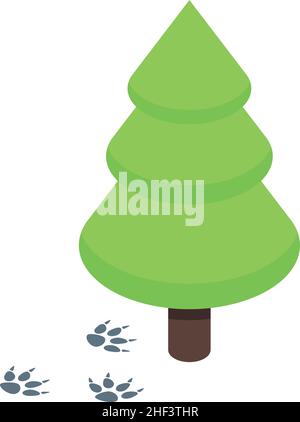Fir tree icon isometric vector. Adventure camp. Summer boy Stock Vector