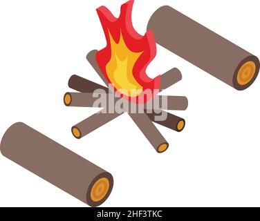 Campfire icon isometric vector. Adventure trip. Summer family Stock Vector