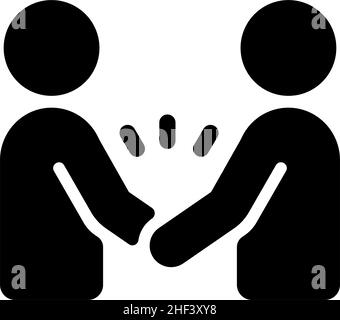 Silhouette person vector icon illustration  | together, handshake, corporate Stock Vector