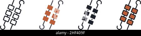 Barbecue bbq skewers icon. Linear flat color icons contour shape outline. Black isolated silhouette. Fill solid icon. Modern glyph design. Set of Stock Vector