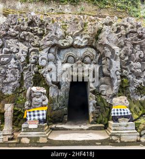 Cave mouth at Goa Gajah temple in Bali Stock Photo