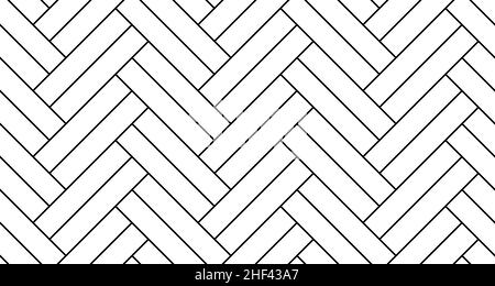 White double herringbone parquet floor seamless pattern with diagonal panels. Vector wooden or brick wall texture. Modern interior background. Outline Stock Vector