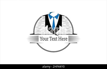 Business Suit Icon. Black and blue with white Background. Vector Illustration. Stock Vector