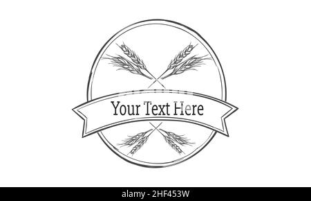 Wheat wreaths and grain spikes set icons name tag Stock Vector
